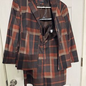 JM Studio Plaid Blazer and Skirt Set